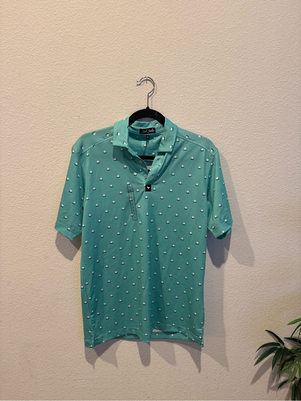 Bad Birdie Mint Green Polo with Raised Dot Pattern